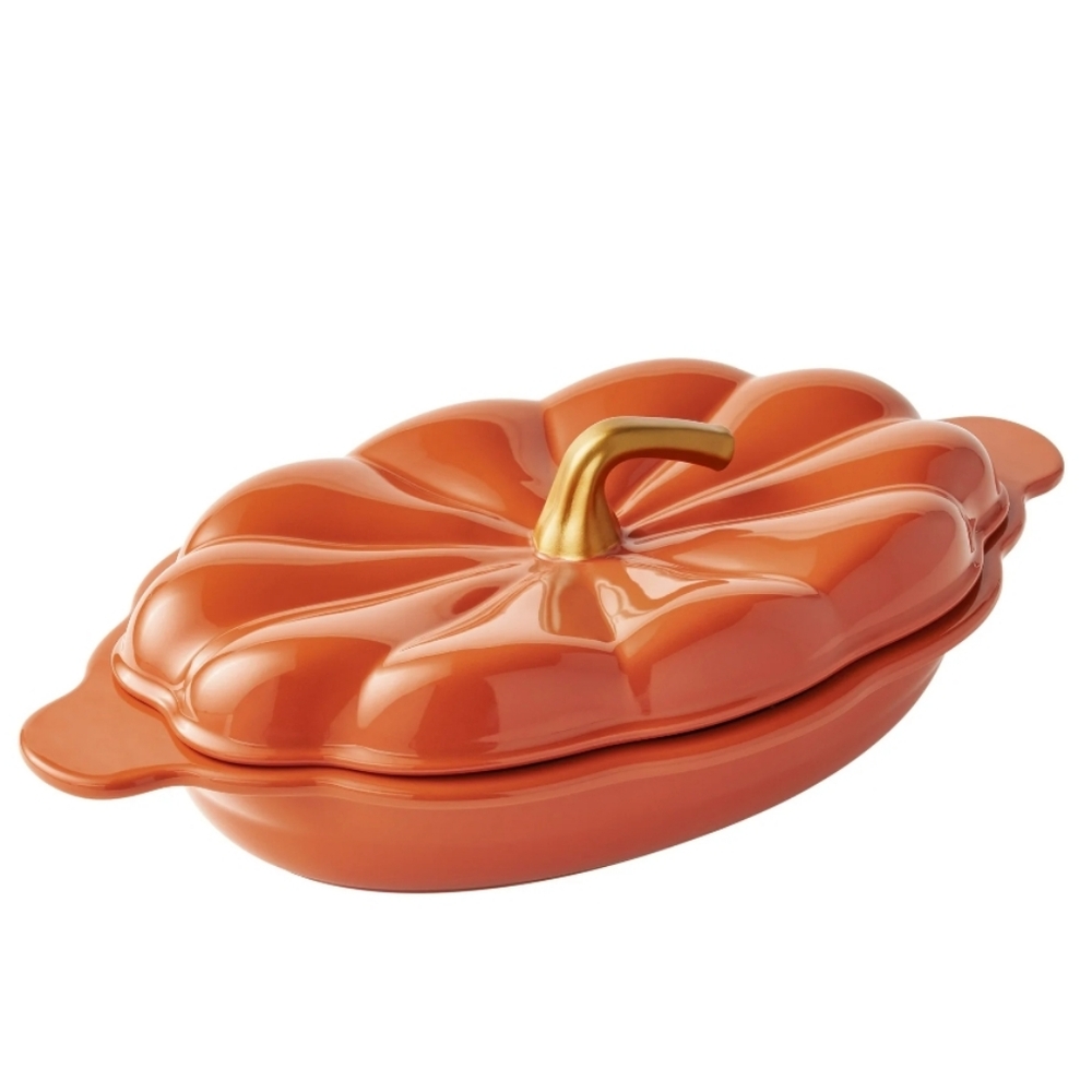 ❤️ New Pioneer Woman Oval 9 x 13" Pumpkin Pie Plate with Lid